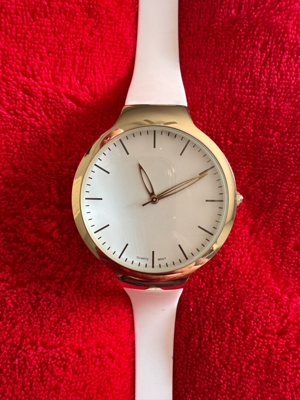 Geneva White Silicone Strap Watch with Gold Case